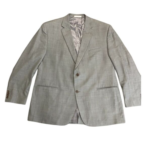 Lauren Ralph Lauren Gray Wool Cross Hatch Plaid Two Button Sports Coat Size 48L - Picture 1 of 15